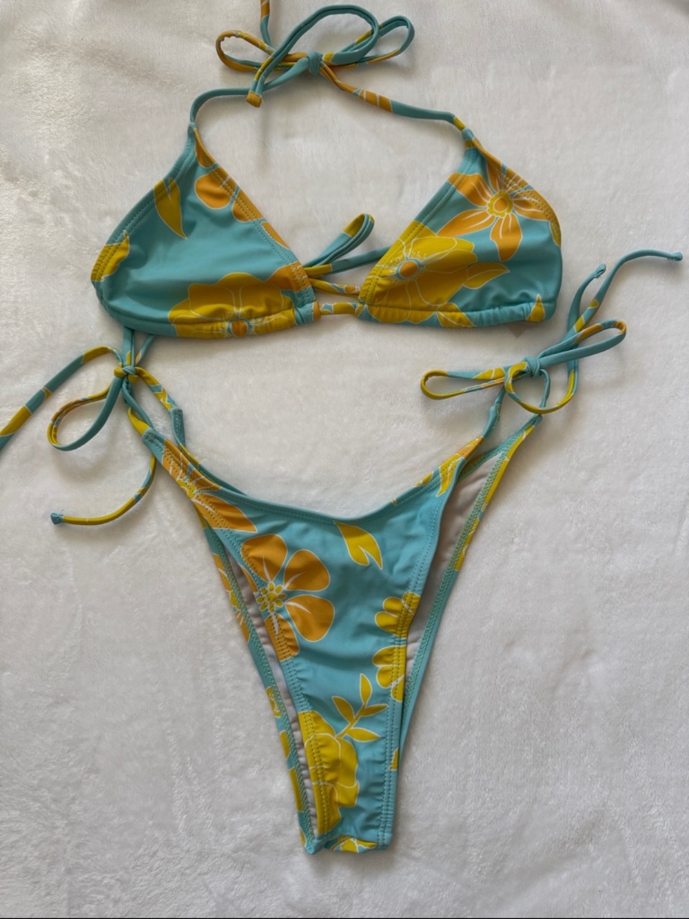 Blue & Yellow Floral Bikini Set